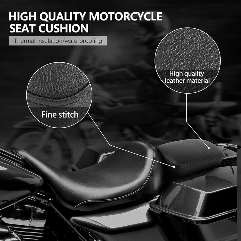 DREAMIZER Black Pillion Passenger Pad Seat Universal Motorcycle Solo Seat Rear Cushion 8 Suction Cups Compatible with Harley Davidson Sportster XL 883 1200 Forty Eight Dyna Chopper Bobber Custom - Image 2